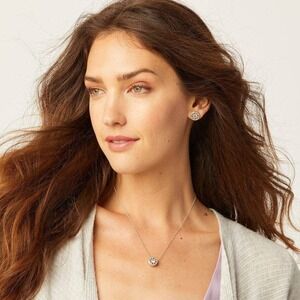 Brighton Illumina Crystal Medallion Pendant Necklace and Stud Earring Set